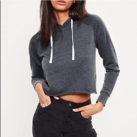 Brandy Melville Tops - Brandy Melville grey cropped lightweight hoodie b7